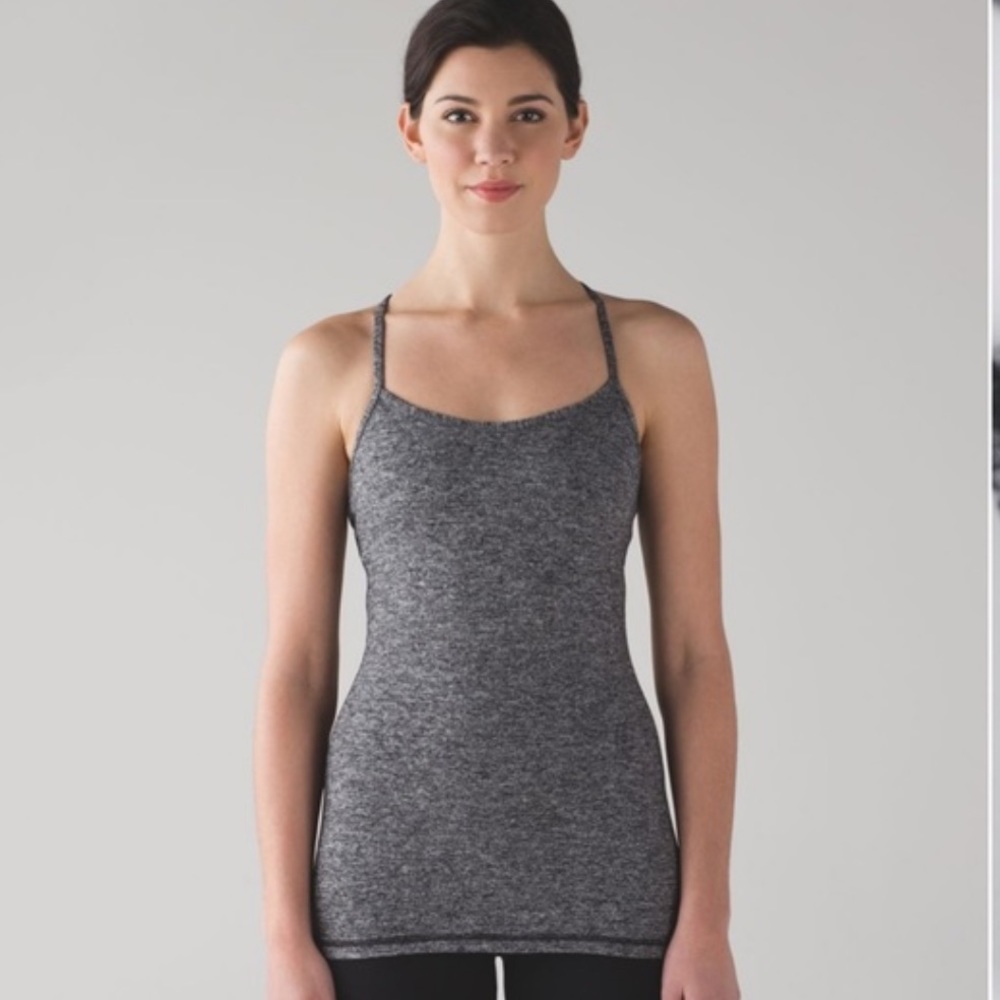 Lululemon Power Y Tank Luon Heathered Black Size 8